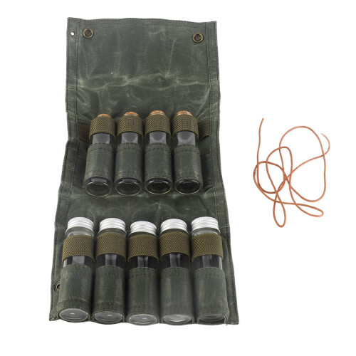 Portable Spice Bag Canvas with 9 Jars OD Green 2