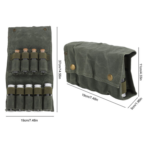 Portable Spice Bag Canvas with 9 Jars OD Green 1