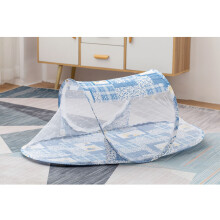 Baby-Krippe Netz Klappbar Atmungsaktiv Reißverschlussverschluss Kostenlose Montage Infant Bett Mesh Netz Blau