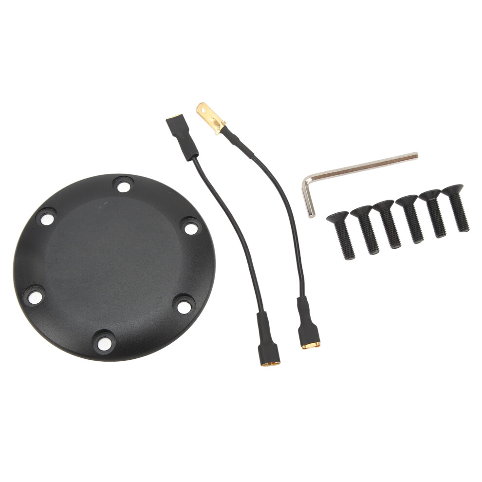 Sleek Aluminum 6-Hole Horn Cover For Steering Wheels Universal Fit Black 8741338423179