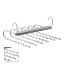 Faltbarer Hosenständer, 6-lagig, multifunktional, zusammenklappbar, aus Edelstahl, Hosenbügel, Handtuch, Kleiderschrank-Organizer, Grau