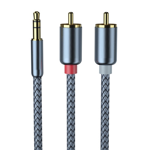 3,5-mm auf 2x RCA-Audio-Kabel, 2 m, Aluminium-Nylon 1