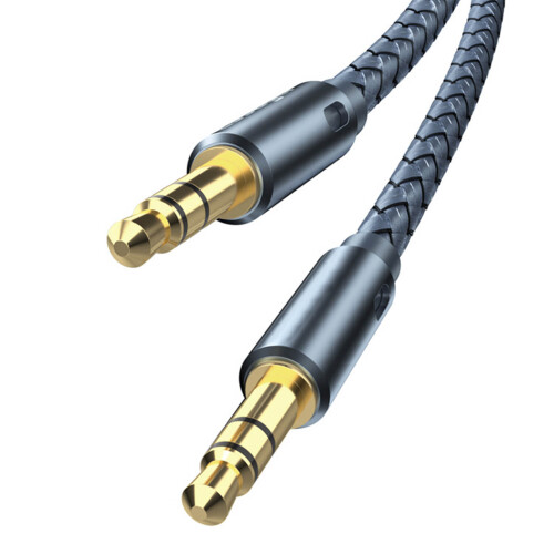 2 m dunkelgraues 3,5-mm-Klinkenkabel, beidseitig männlich, abgeschirmt. 1