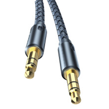 2 m dunkelgraues 3,5-mm-Klinkenkabel, beidseitig männlich, abgeschirmt.