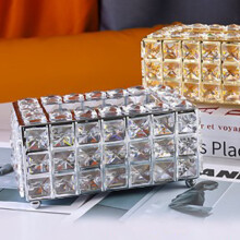 Gesichtstuchhalter mit Licht, luxuriöses Crystal-Metall-Silber Taschentuchspender-Box für das Wohnzimmer