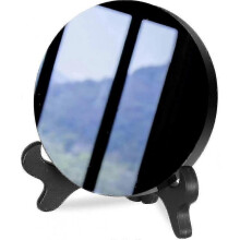 Black Obsidian Scrying Mirror, Natural Black Obsidian Scrying Mirror for Feng Shui with Stand, Yoga Energy Mirror Interior