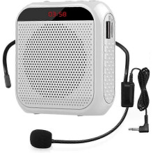 Portable Voice Amplifier with Wired Microphone, Headset, Rechargeable Speaker (white)