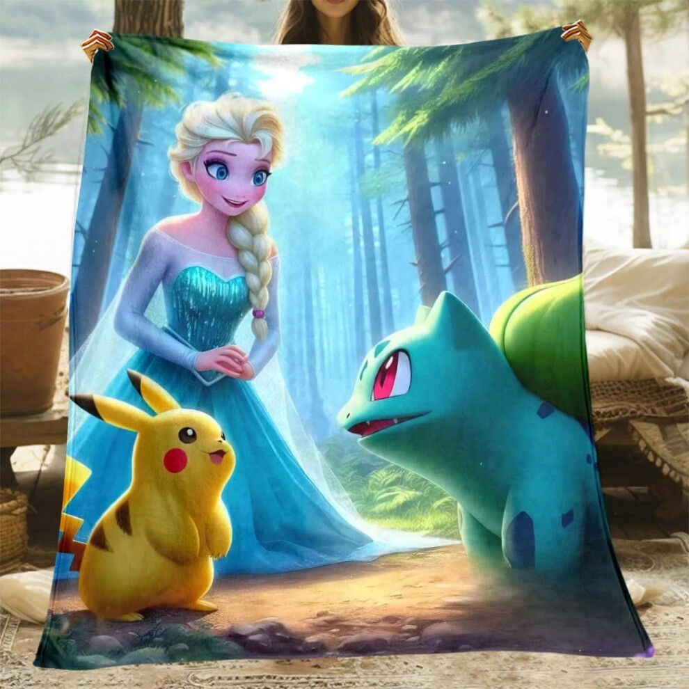 (10, 80x120cm(31x47 in)) Elsa Princess Pokemon Anna Printed Flannel  Blanket.Four Season Blanket.for Sofa,beds,living Rooms,travel Picnic Blanket Gift-image-OPC-PJH72YP-NEW