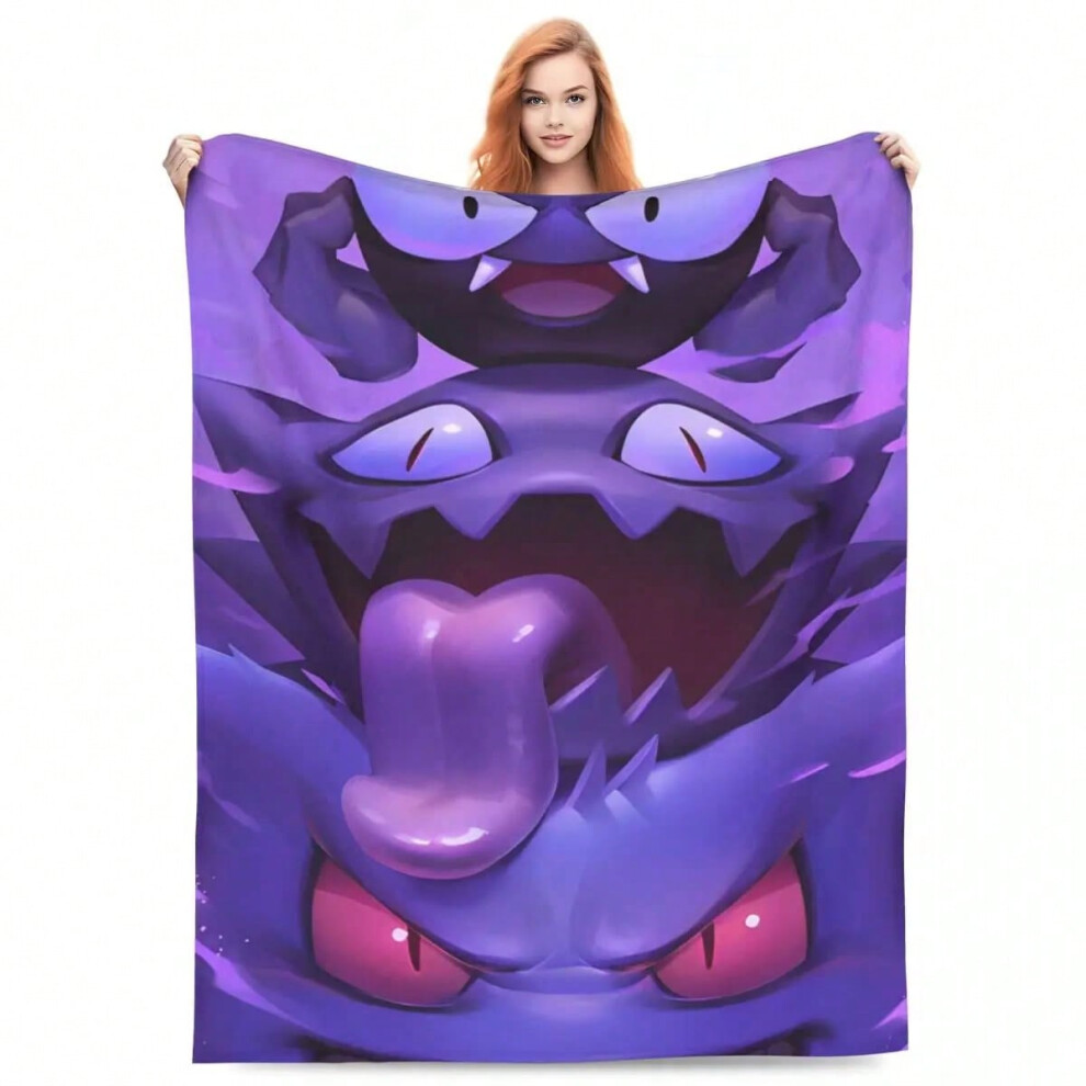 (13, 153x204cm) Warm Blanket Travel Japanese Anime Pokemon Gengar Cartoon Throw Blanket Flannel Bedspread For Outdoor Graphic Sofa Bed Cover-image-OPC-PJH758H-NEW