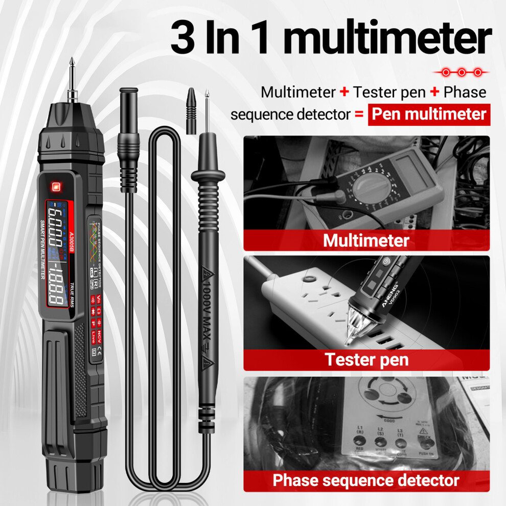 Digital Multimeter A3005a/B With Ncv Non-Contact Voltage, 600V 7891338447246