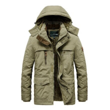 (Khaki, UK S=Tag L) Men's Winter Jacket Jacket Lined Outdoor Warm Waterproof Parka Army Coat