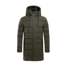 (Army Green, UK 5XL= Tag 6XL) Winter Mens Long Puffer Coat Hooded Down Bubble Jackets Quilted Padded Overcoat