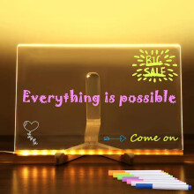 LED Note Board Acrylic Light-Up With Stand 30 x 20 cm - DIY Message Memo To-Do List Board, 7-Color Pen
