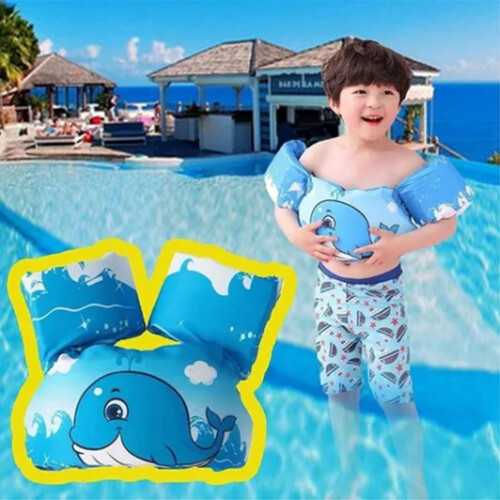 Aufblasfreie Kinderschwimmweste EPE 65-77 cm Wal