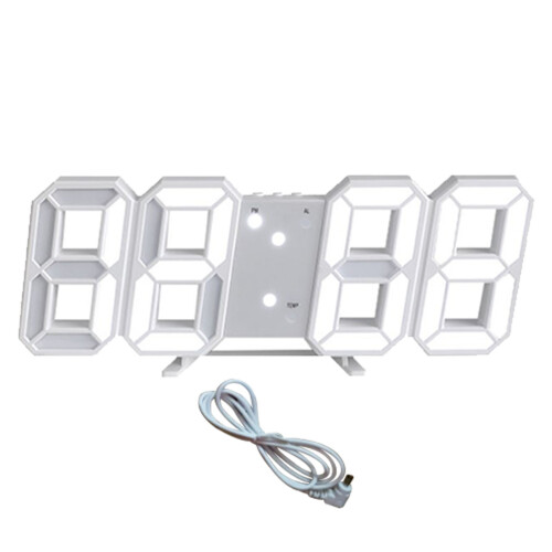 3D-LED-Uhr für Schreibtisch oder Wand weiß, 21,5  4,5  9,8 cm, 30 mAh 1