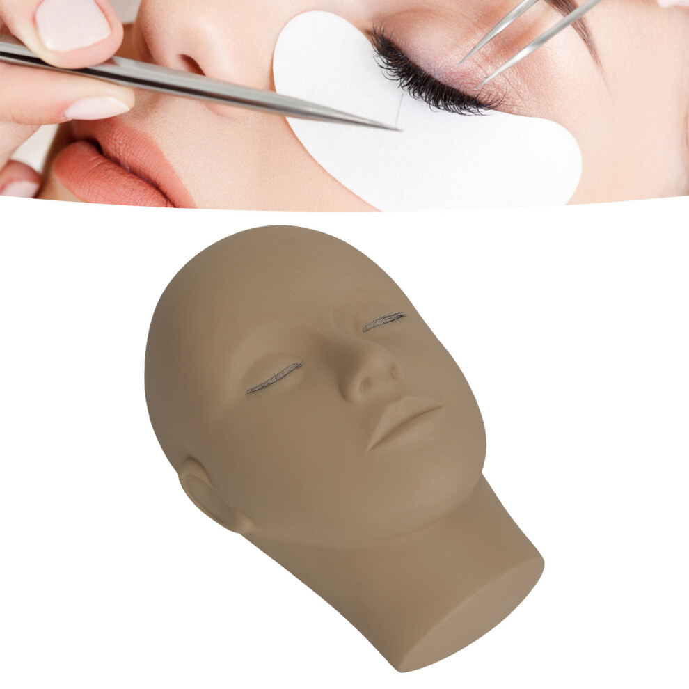 Eyelash Extension Practice Head Silicone Mannequin 3 Layer Doll Black Coffee