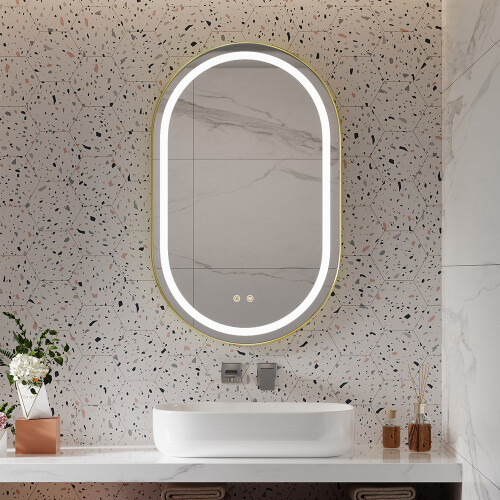 Living And Home Wall Mounted Oval LED Bathroom Mirror 1