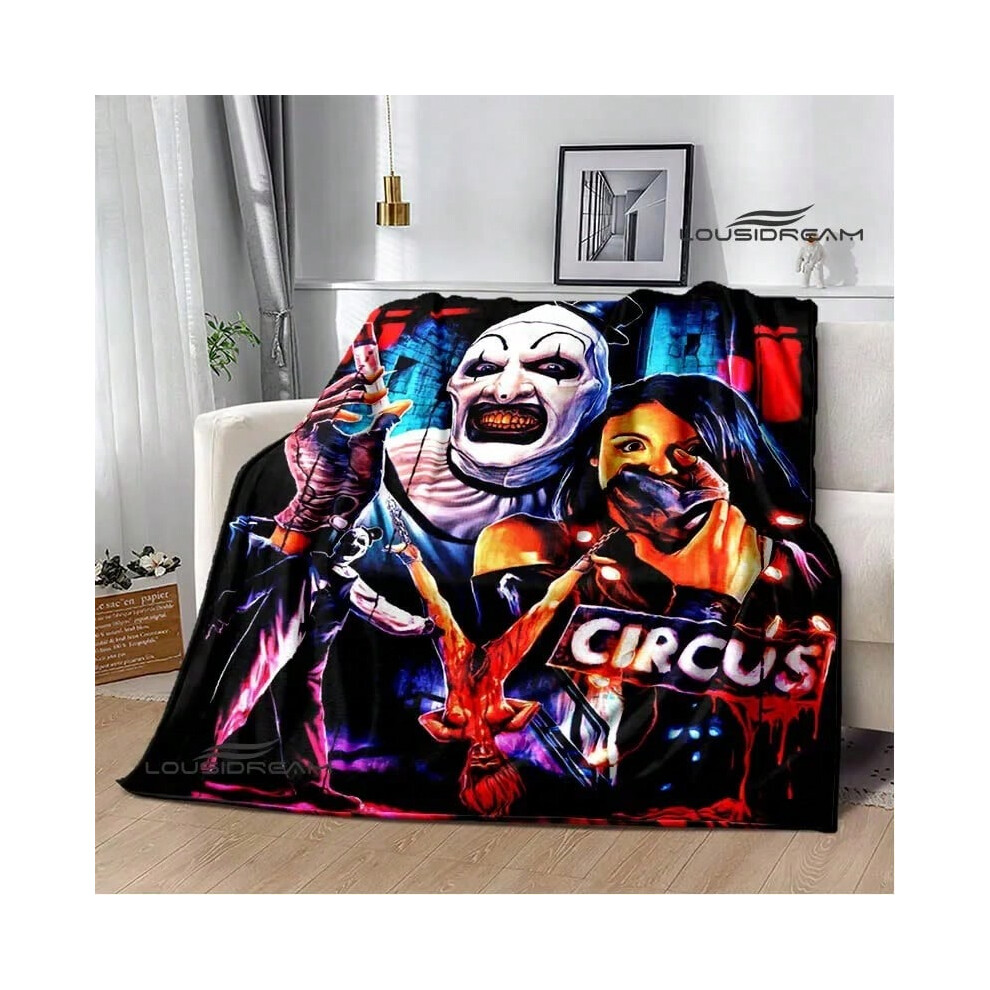 (KL2412120405, 150X200cm(59x79in)) Terrifier Horror Movie Printing Blanket Fashion Warm Flannel Soft And Comfortable Blanket Picnic Birthday Gift-image-OPC-PJH7FV7-NEW