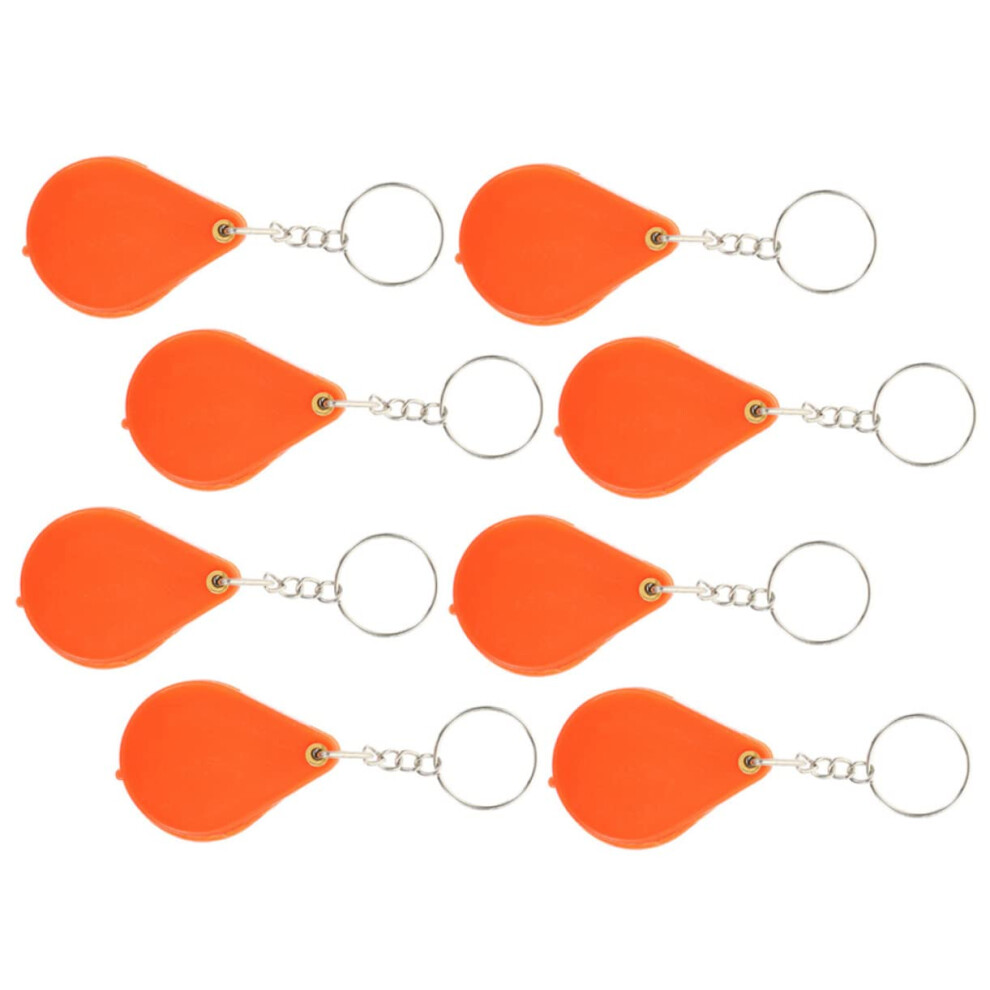 Magnifying Glass Keychain 8-Piece Set Orange For Seniors Card Reading And Jewelry Inspection