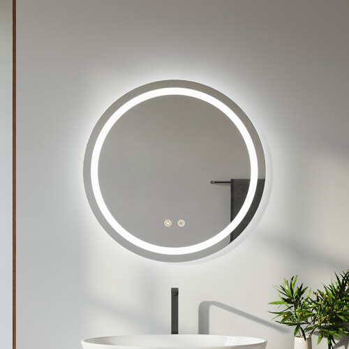 Living And Home Wall Mounted Round LED Bathroom Mirror 1