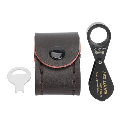 Jewelry Magnifier 40X Foldable Loupe with LED UV Light, 21mm 2