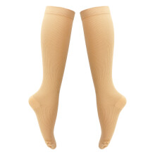 Women S/M Skin Tone Zipper Compression Socks 15‑20mmHg Support
