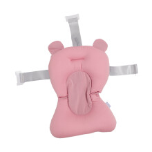 Newborn Baby Bathtub Floating Pillow - Pink Bear 3 Buckle Safety Straps