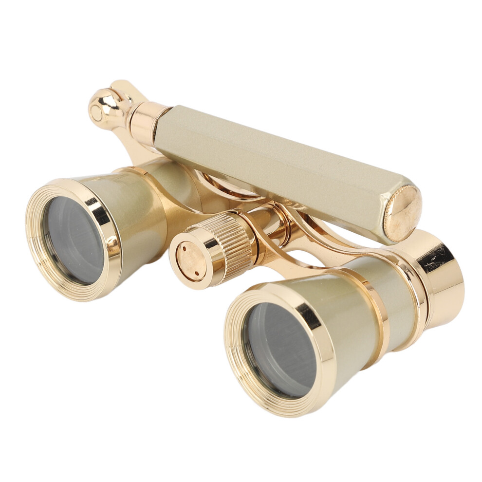 3X25 Opera Binoculars With Handle For Stage Plays & Arts Gold 8441338487828