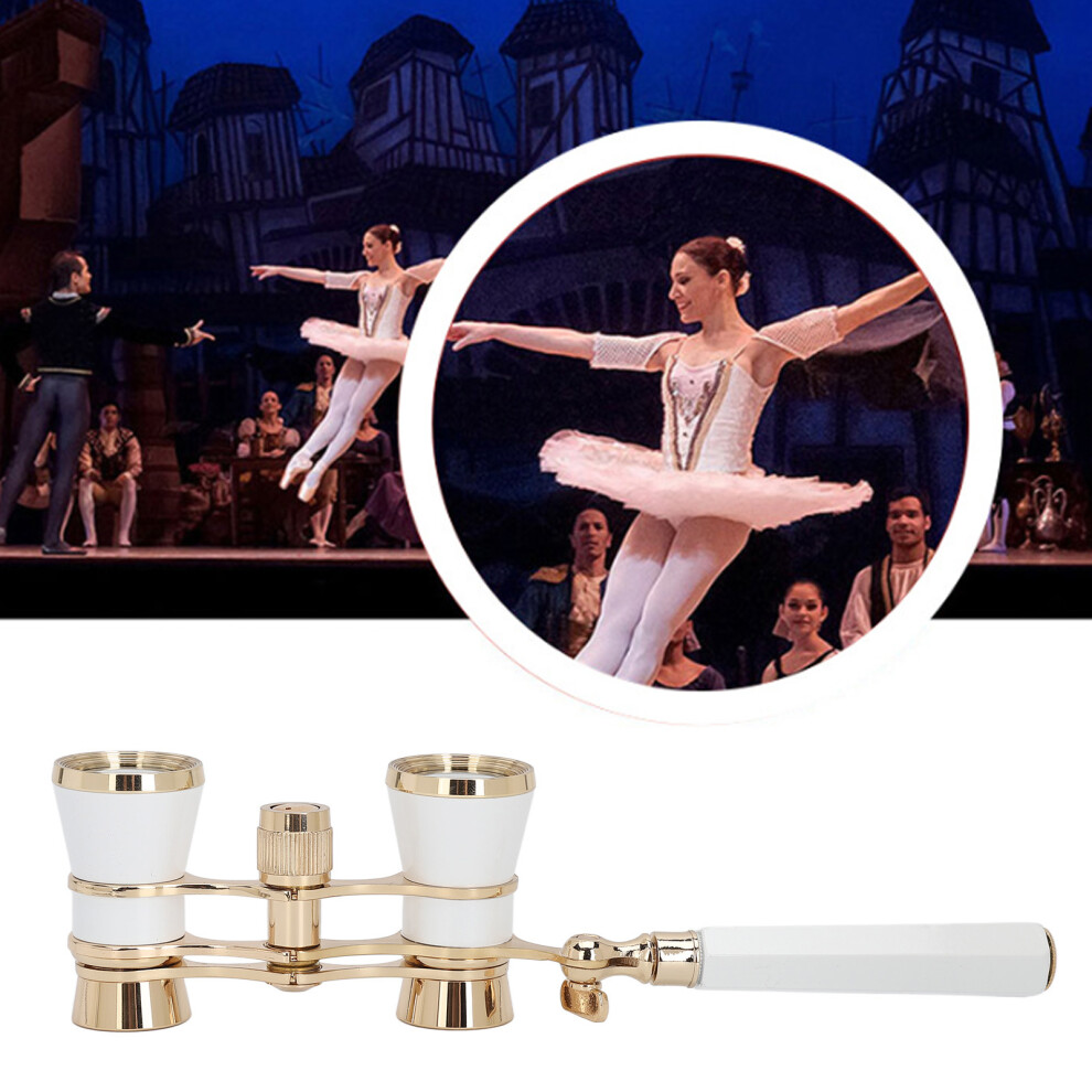 3X25 Metal Opera Glasses With Handle For Drama And Stage Viewing White 8701338487786