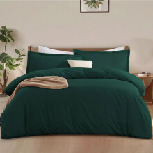 (Double Dyed Duvet Cover 3 Piece) Luxury Green Bedding Set Duvet Cover Fitted Sheet