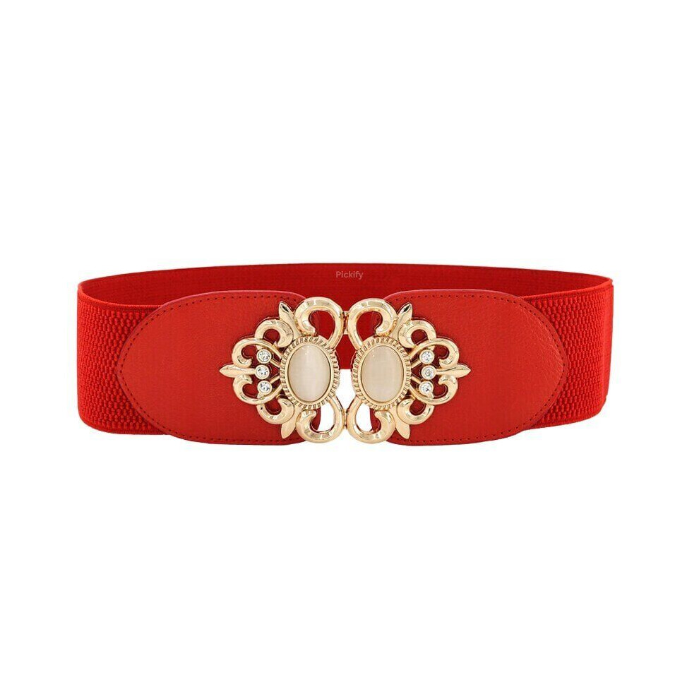 Ceinture élastique tendance pour femme avec boucle en métal, Raudona, 75 cm
