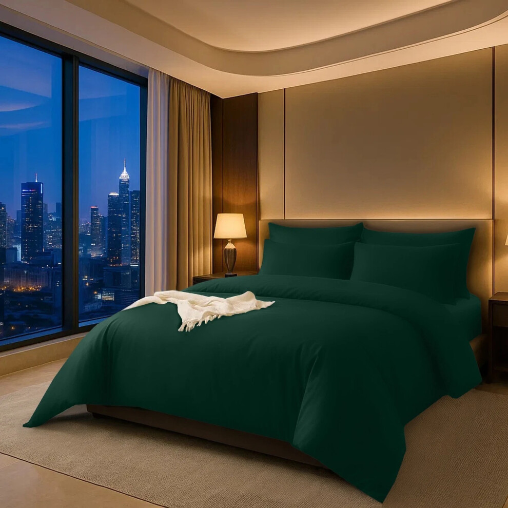 Imperial Rooms (Super King Plain Duvet Cover Set 4Pcs ) Luxury Green Bedding Set Duvet Cover Fitted Sheet