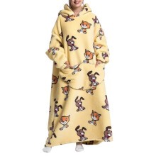(Cats and dogs) Extra Long Fleece Oversized Hoodie Blanket Hooded Wearable Sweatshirt Winter UK