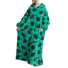 (Hippo) Extra Long Fleece Oversized Hoodie Blanket Hooded Wearable Sweatshirt Winter UK