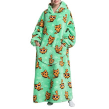 (Cute cat) Extra Long Fleece Oversized Hoodie Blanket Hooded Wearable Sweatshirt Winter UK