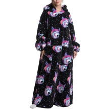 (Funny dog head) Extra Long Fleece Oversized Hoodie Blanket Hooded Wearable Sweatshirt Winter UK