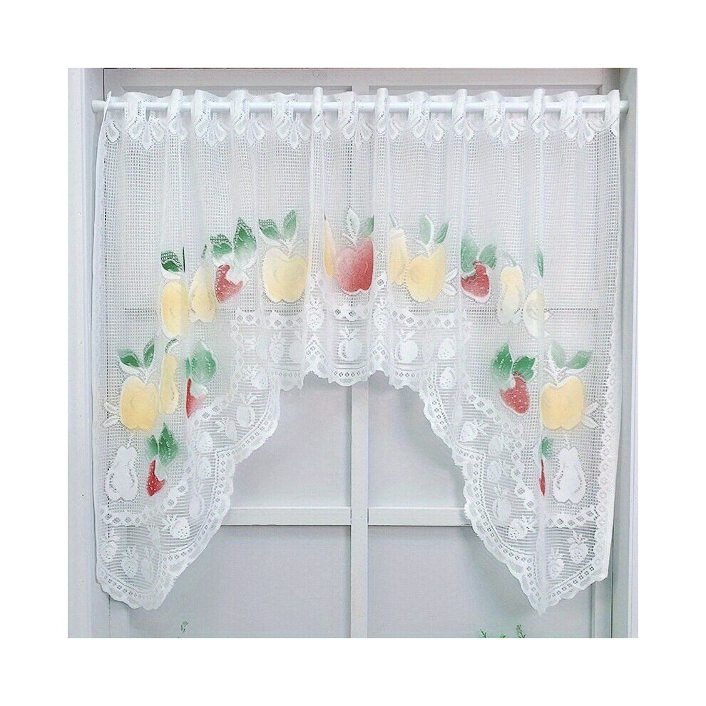 1 pièce de rideau en dentelle nordique avec motif de fruits blancs pour la cuisine