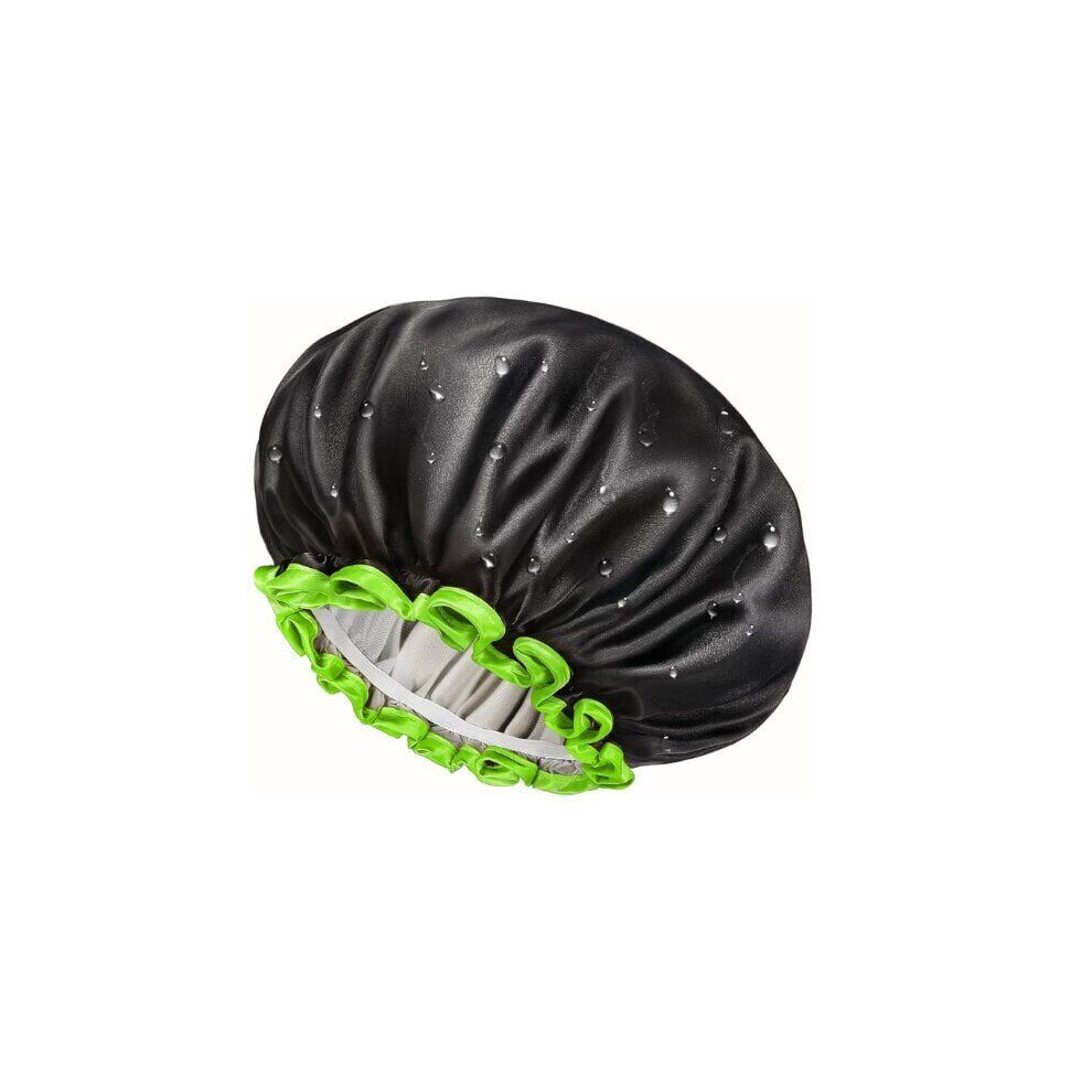 Un bonnet de douche extra large pour femme, double couche, bonnet de lavage imperméable., Juoda-žali