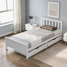 (white) Storage Bed with Drawers Bed Furniture Frame
