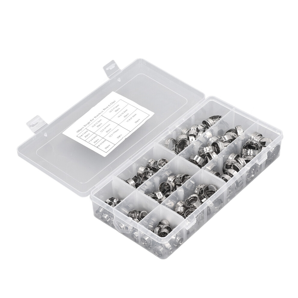 180Pcs Stainless Steel Fuel Hose Clamps Kit For 5.8-21Mm Lines 4681338508268