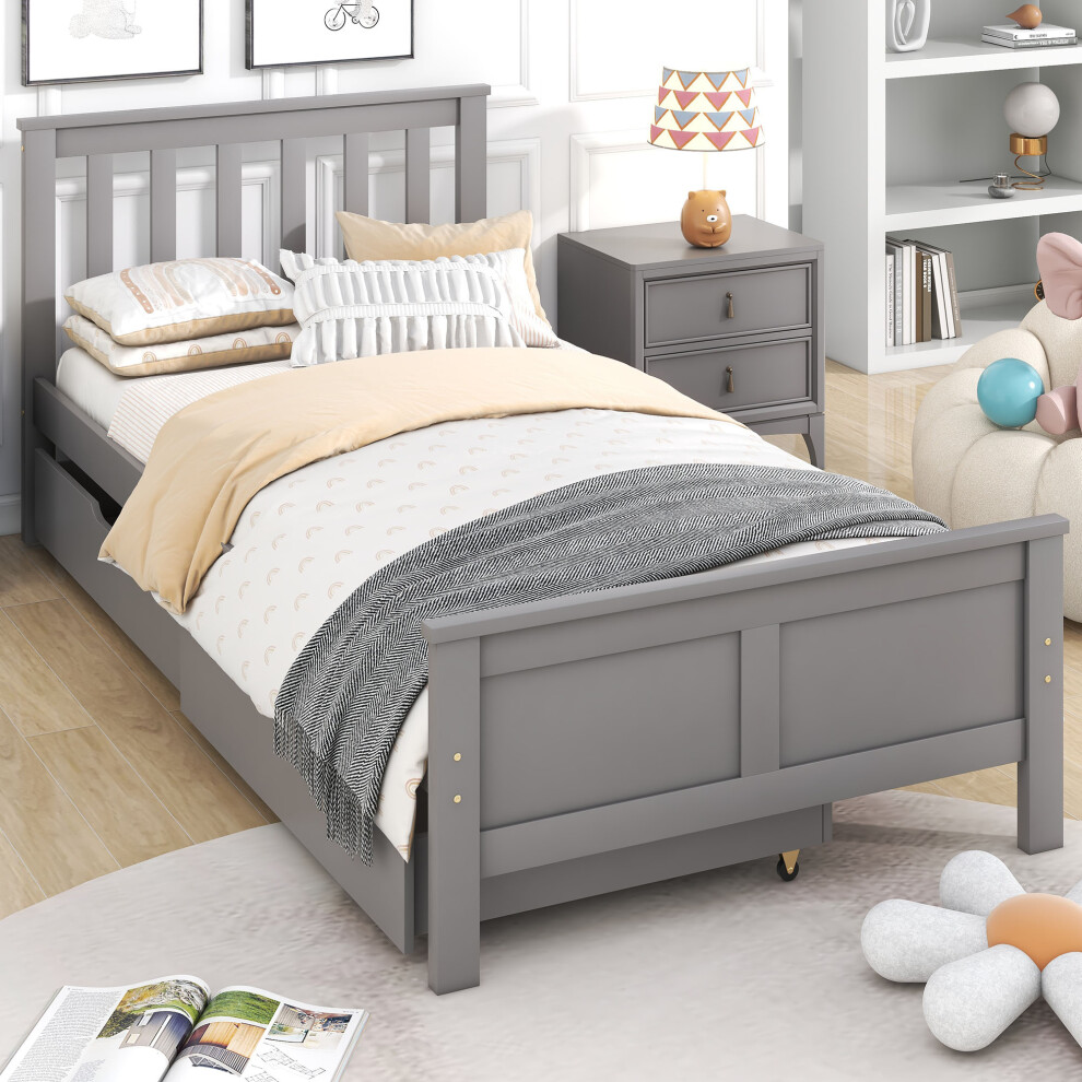 (grey) Storage Bed with Drawers Bed Furniture Frame