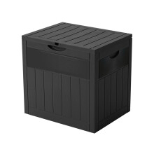 Garden Sanctuary 126L Wood Texture Flip-up Garden Storage Box Tool Storage, Black