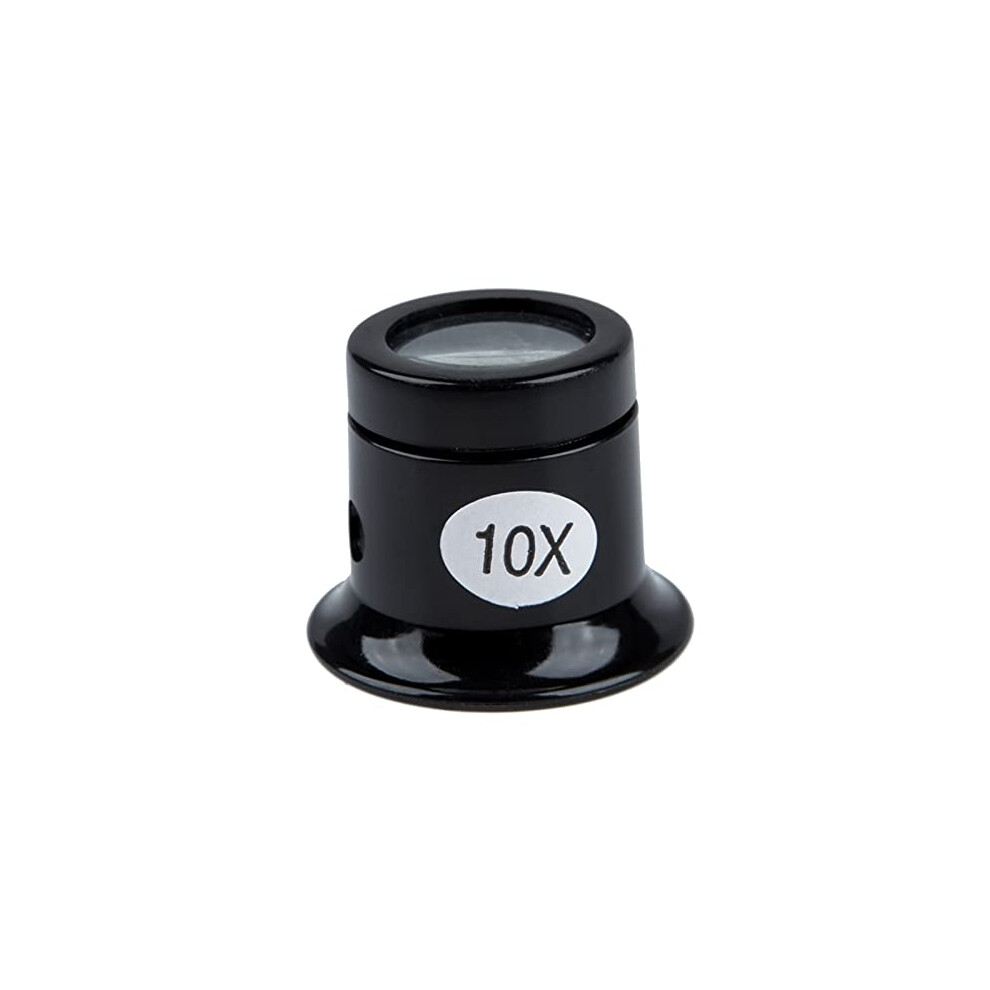 Black Jeweler's Loupe 10X Optical Glass Magnifier - Handheld Loupe