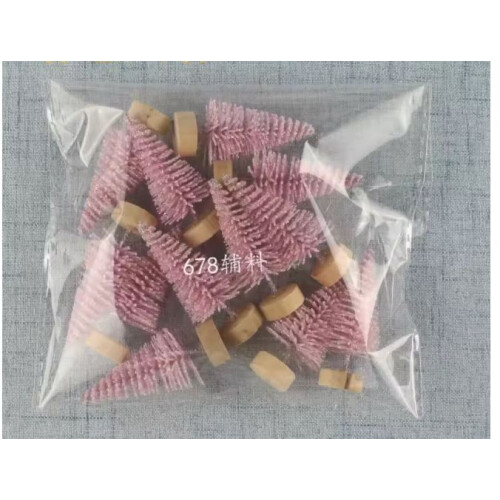 12Pc Mini DIY Christmas Tree Sisal Cedar Desktop Decoration Pink Xmas