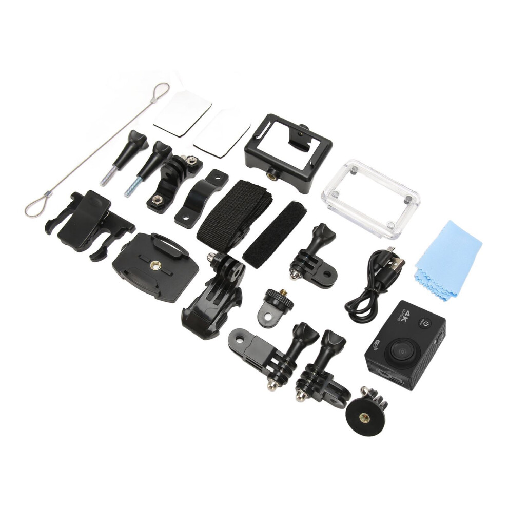 4K Hd Action Camera Wifi 98.4Ft Waterproof 2.0" Screen Sports Cam Black 8741338515867