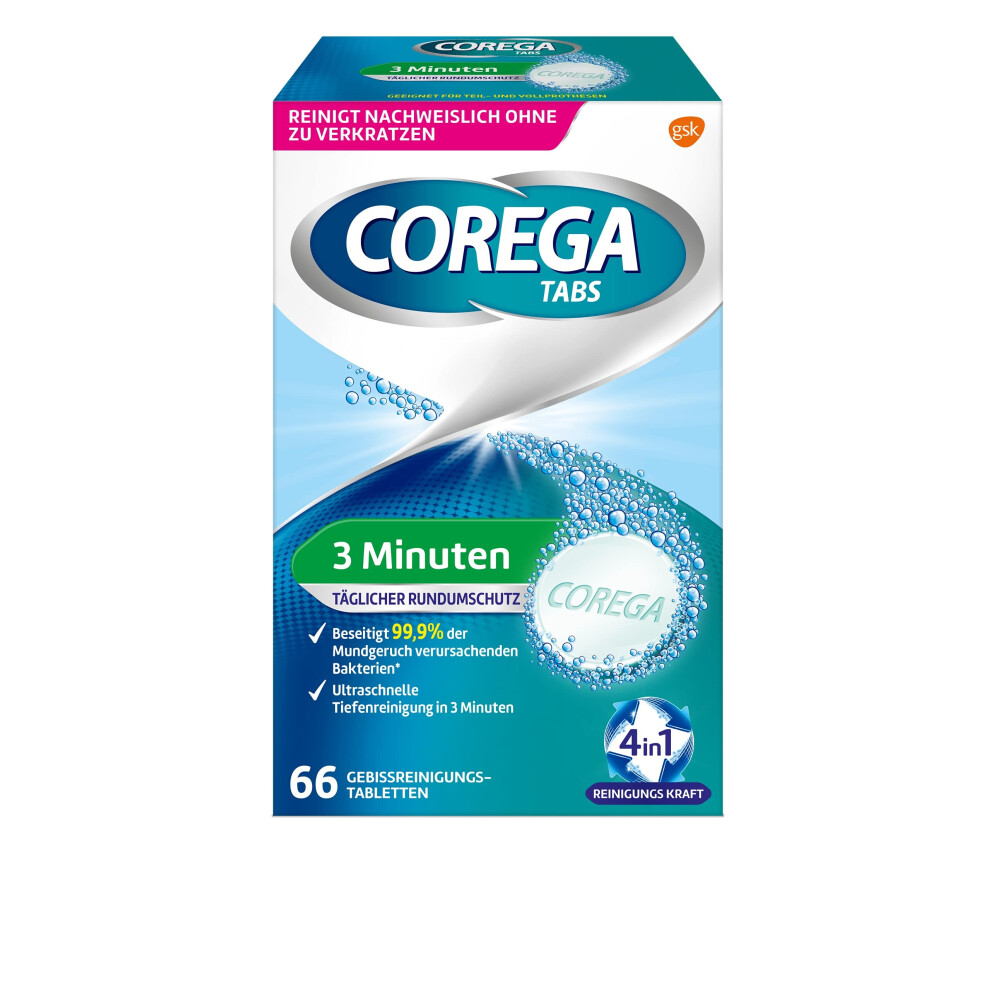 Corega Rapid Denture/Third Teeth Cleaning Sticks 1X66 Teething Cleaning Tablets - Cleaning In 3 Minutes