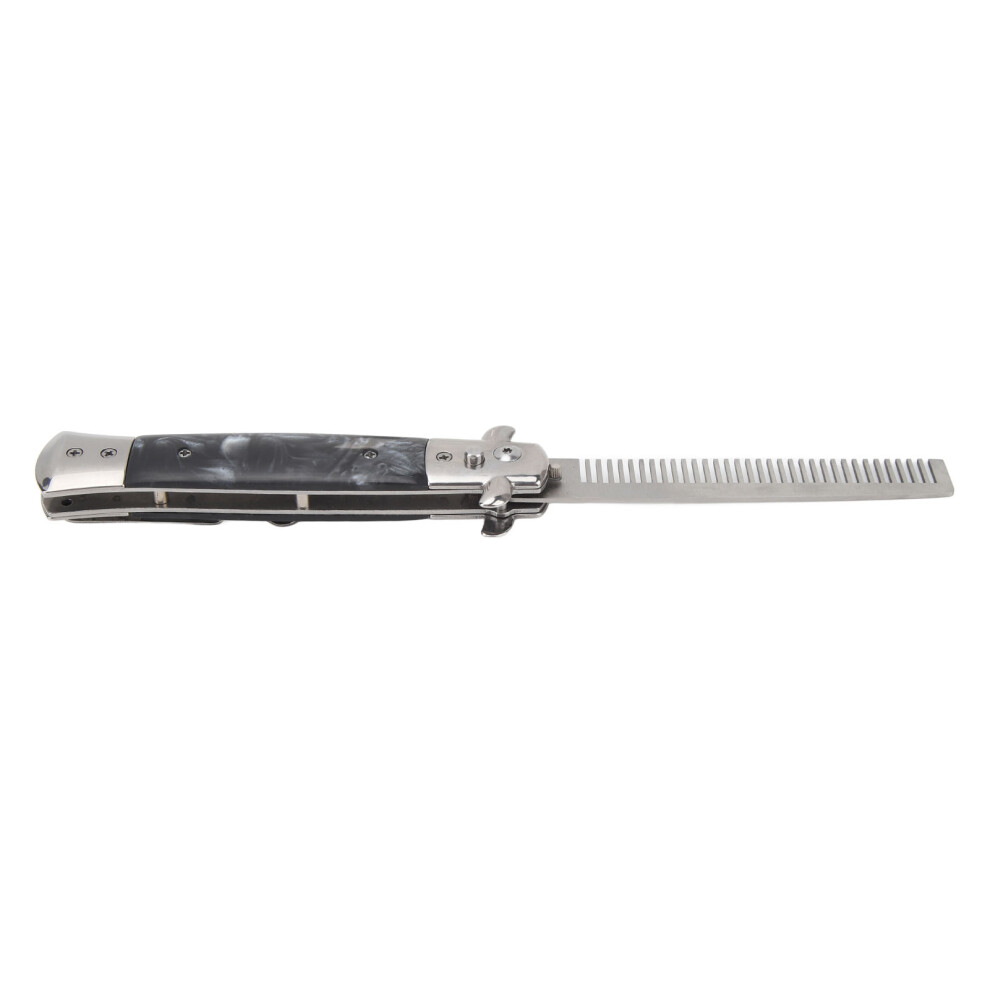 Unisex Switchblade Comb Automatic Stainless Steel Pocket Hair Beard Moustache Pen