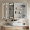 Living And Home Triple-Door Bathroom Mirror Cabinet with LED Lighting 2