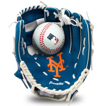 Franklin Sports MLB Kinder Teeball Handschuh + Schaum Ball Set - New York Mets - Perfekter erster Handschuh - 9.5"