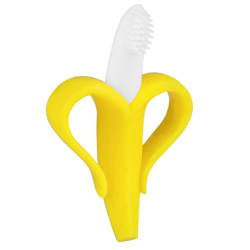 Banana Toothbrush And Teether For Babies 2-In-1 Brushing Teeth And Teething Aid Yellow